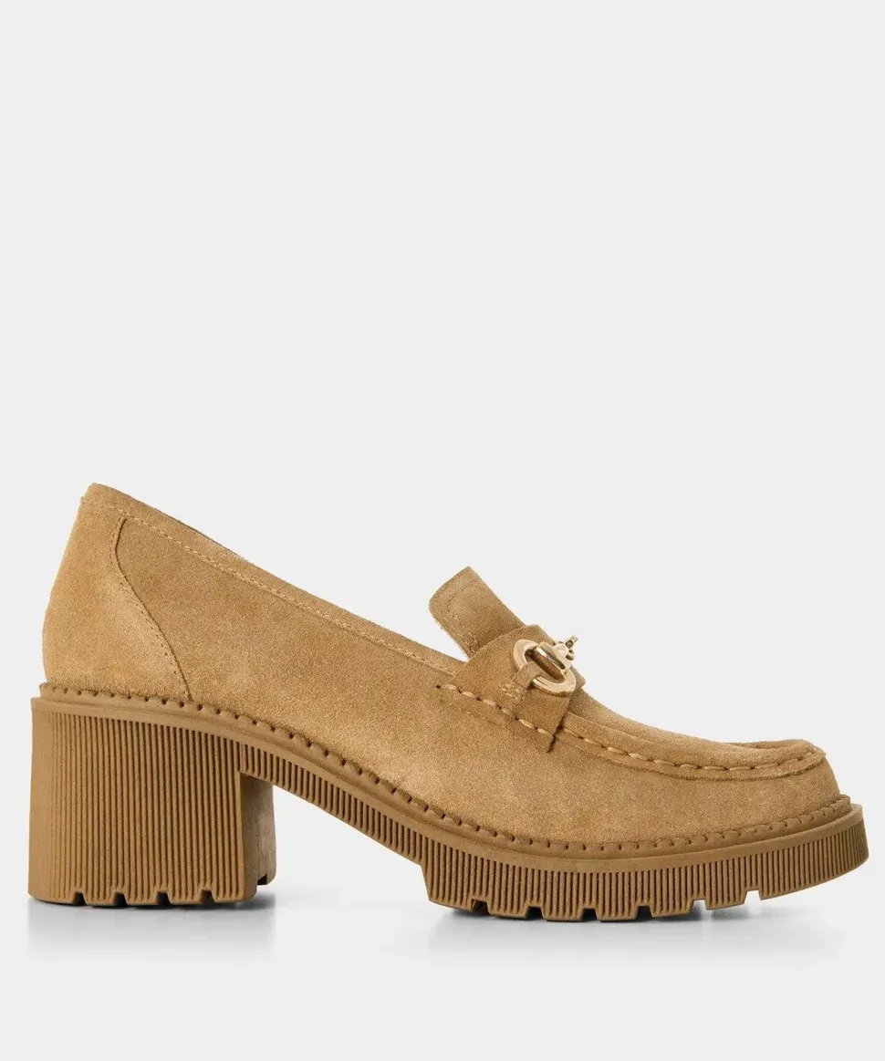 Neutral Horsebit Trim Chunky Suede Loafer