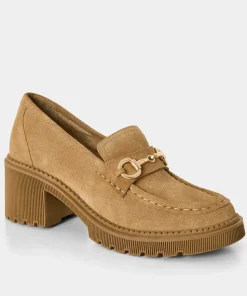 Neutral Horsebit Trim Chunky Suede Loafer