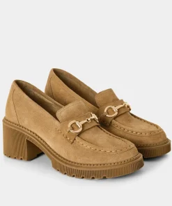 Neutral Horsebit Trim Chunky Suede Loafer