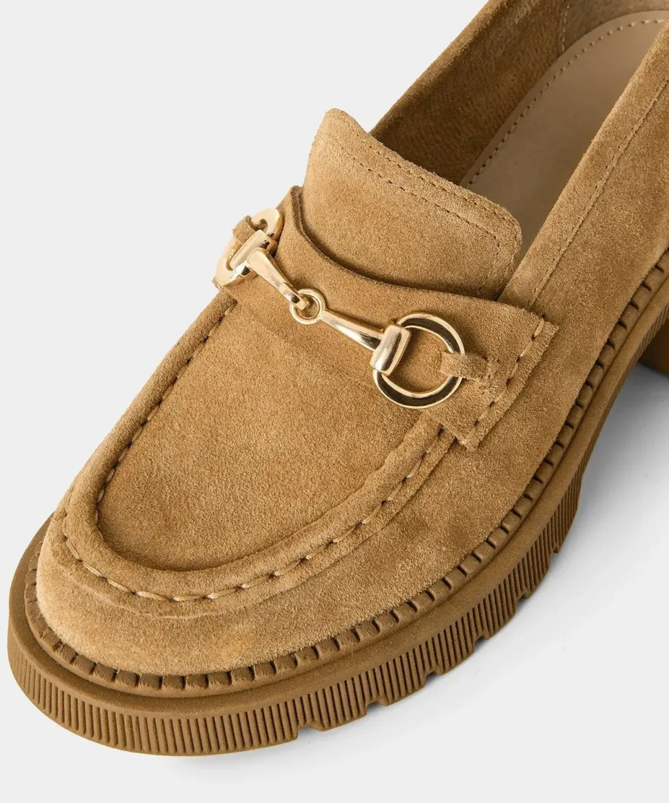 Neutral Horsebit Trim Chunky Suede Loafer