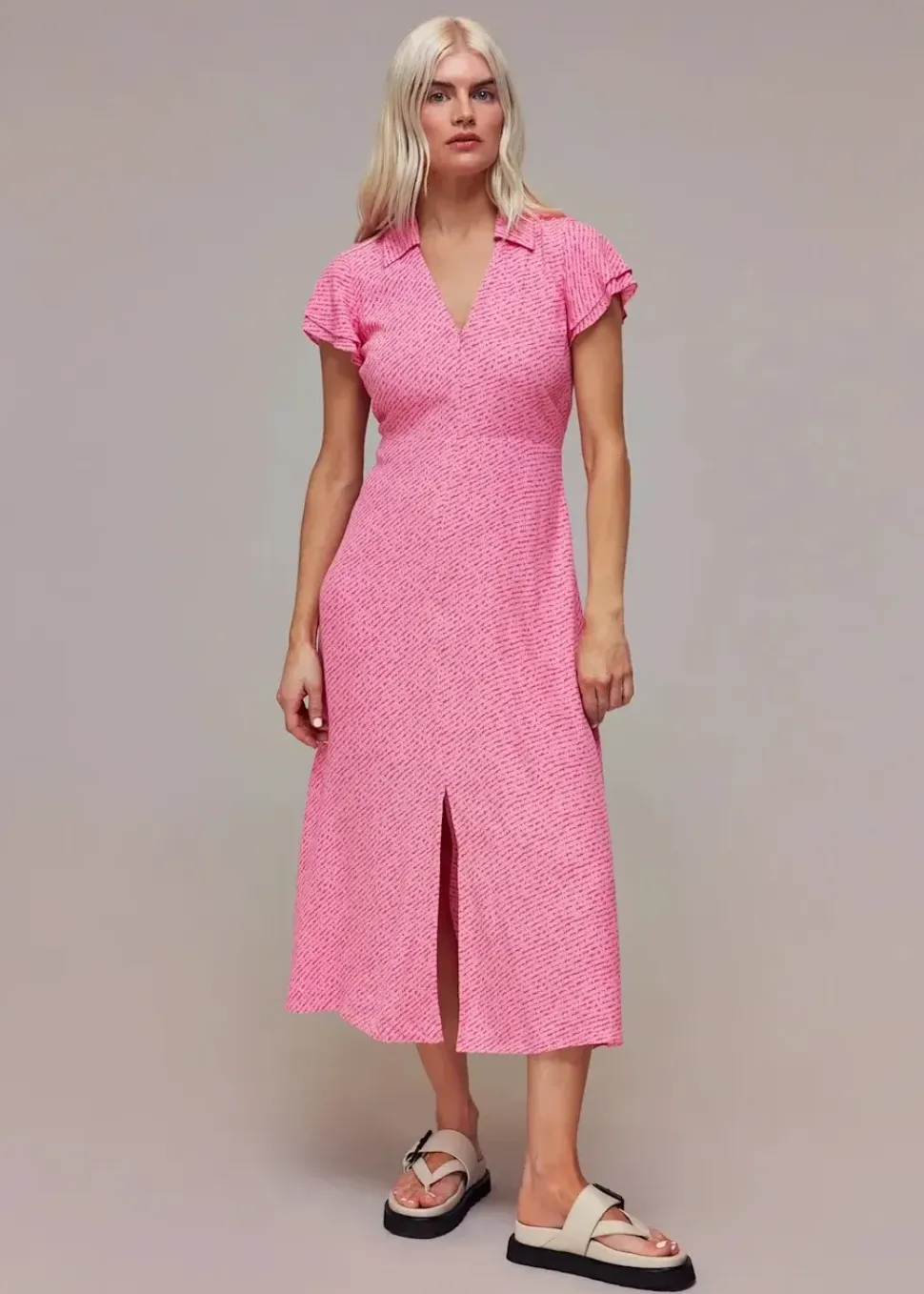 Nina Diagonal Fleck Midi Dress-