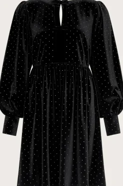 Nora Long Sleeve Velvet Mini Dress Black