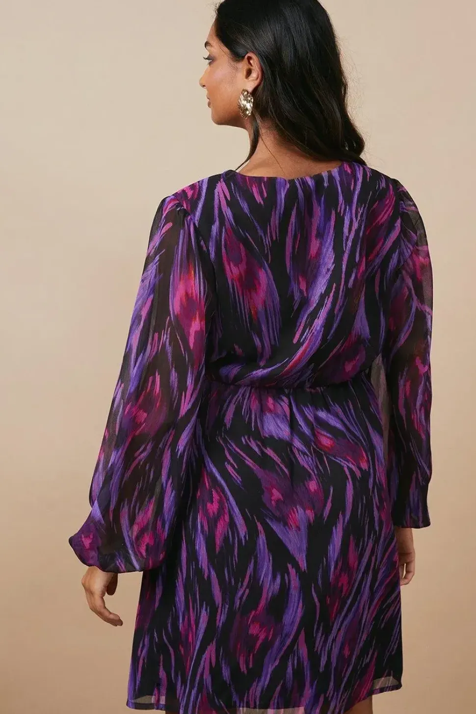 Occasion Abstract Ruffle Wrap Mini Dress