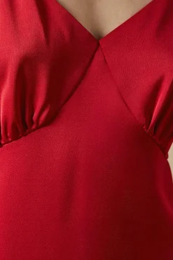 Occasion Angel Sleeve Bias Midi Dress