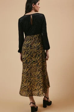 Occasion Animal Spot Bodice Midi Dress
