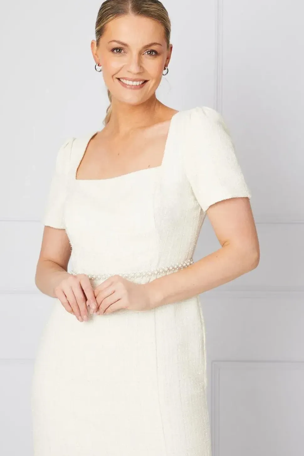 Occasion Boucle Pearl Waistband Pencil Dress