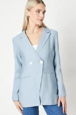 Occasion Button Detail Split Front Double Breasted Blazer