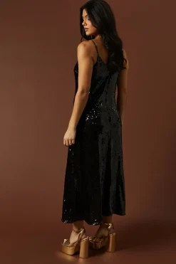 Occasion Clear Sequin Strappy Maxi Dress