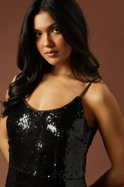 Occasion Clear Sequin Strappy Maxi Dress