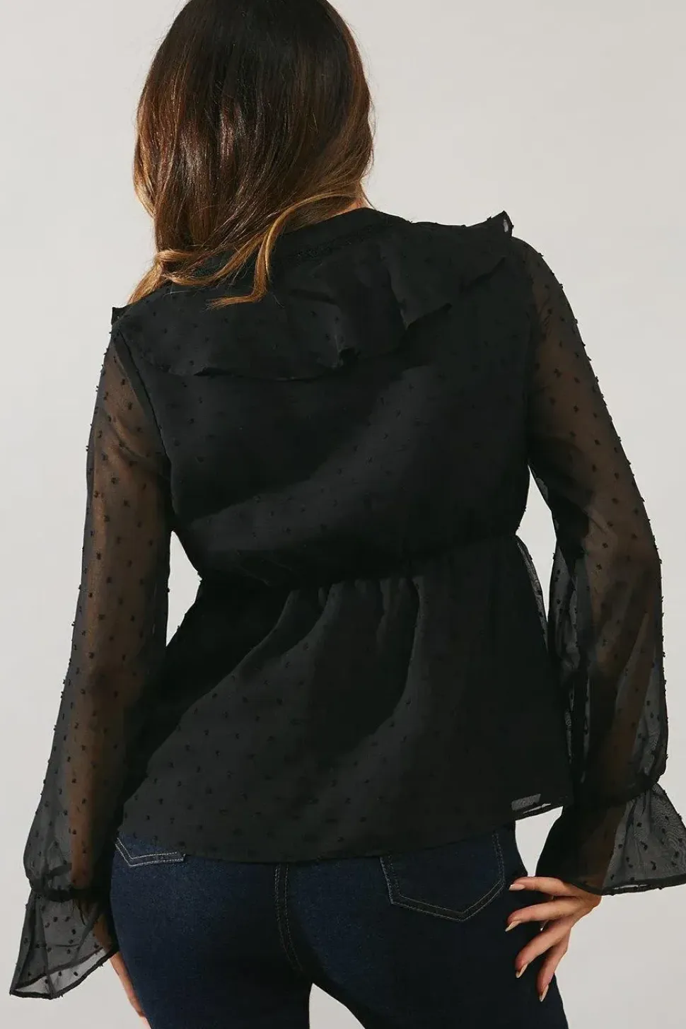 Occasion Dobby Ruffle Detail Blouse