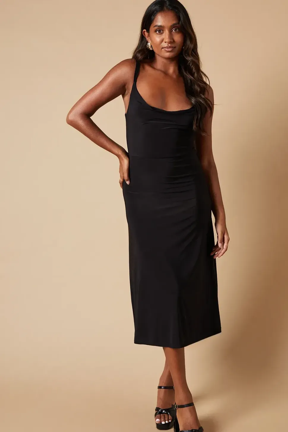 Occasion Double Jersey Cowl Midi Dress