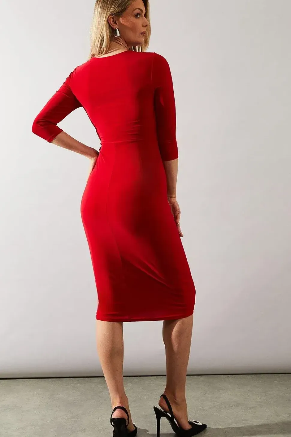 Occasion Drape Ruched Waist Midi Dress