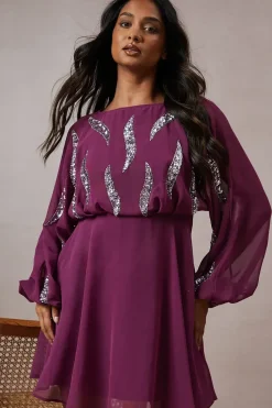 Occasion Embellished Batwing Mini Dress