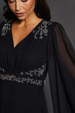 Occasion Embellished Cape Sleeve Maxi Dress