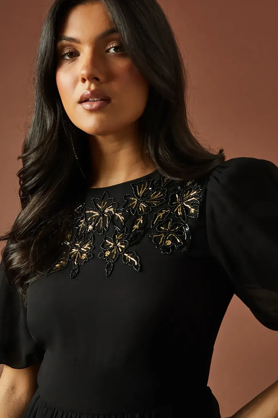 Occasion Embellished Pleated Maxi Dress