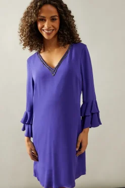 Occasion Embellished Ruffle Shift Dress