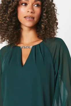Occasion Embellished Sequin Chiffon Sleeve Shift Dress