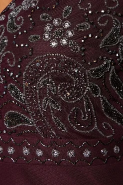 Occasion Embellished Sequin Chiffon Sleeve Shift Dress