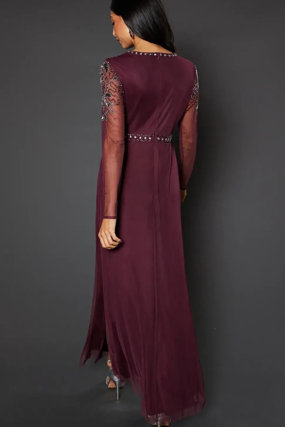 Occasion Embellished Sequin Mesh Maxi Dress