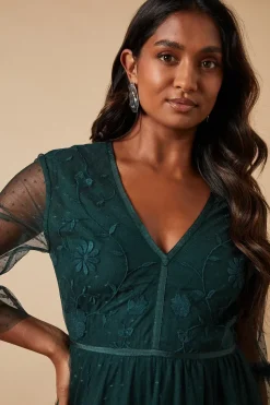 Occasion Embroidered Mesh Tiered Midaxi Dress