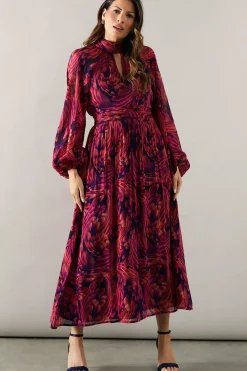 Occasion Feather Tie Back Midi Dress
