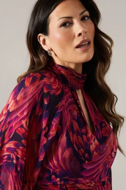 Occasion Feather Tie Back Midi Dress