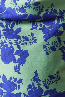 Occasion Floral Cold Shoulder Satin Maxi Dress