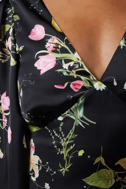 Occasion Floral Cross Back Satin Midaxi Dress
