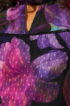 Occasion Floral Dobby High Neck Blouse