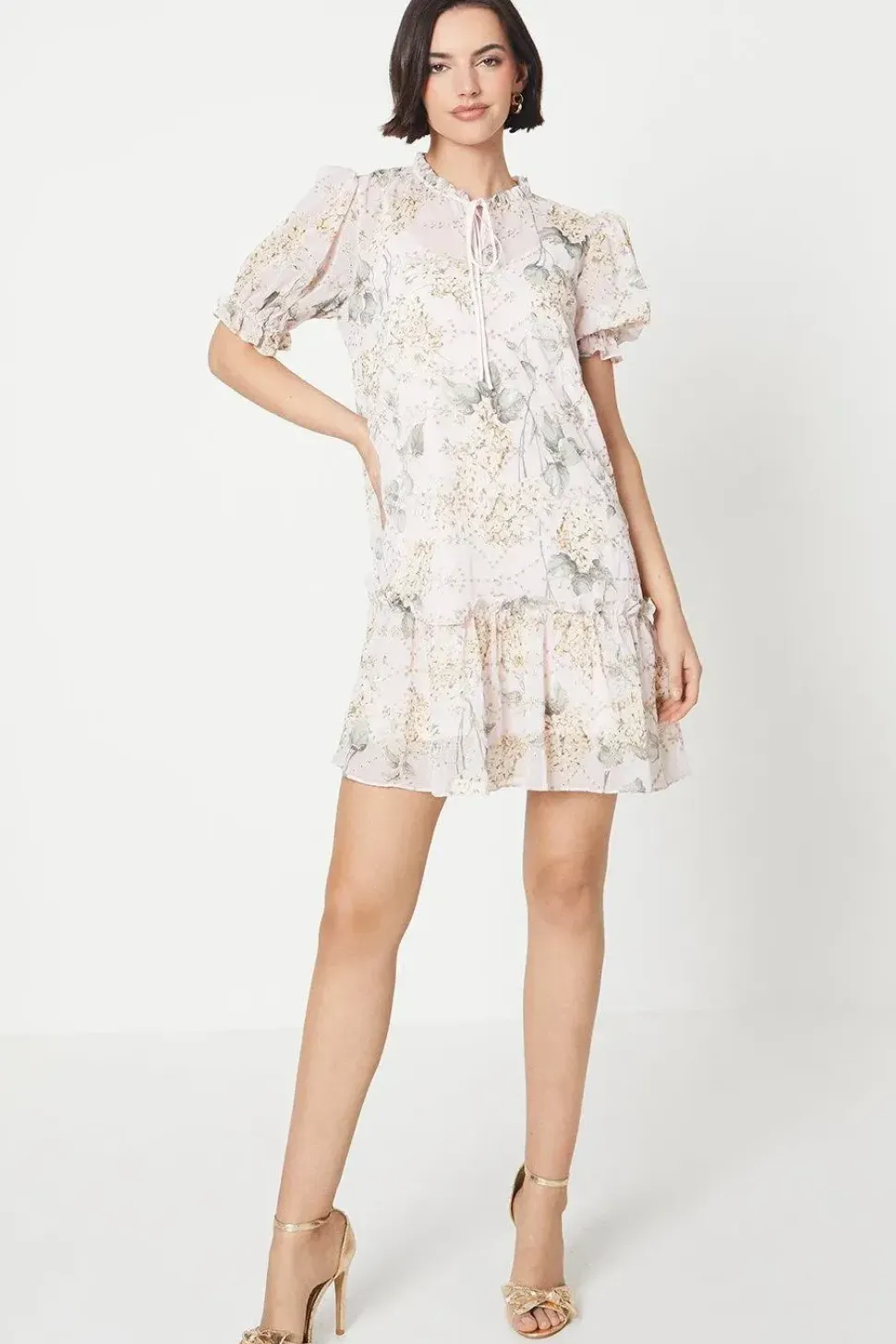 Occasion Floral Embroidered Smock Dress