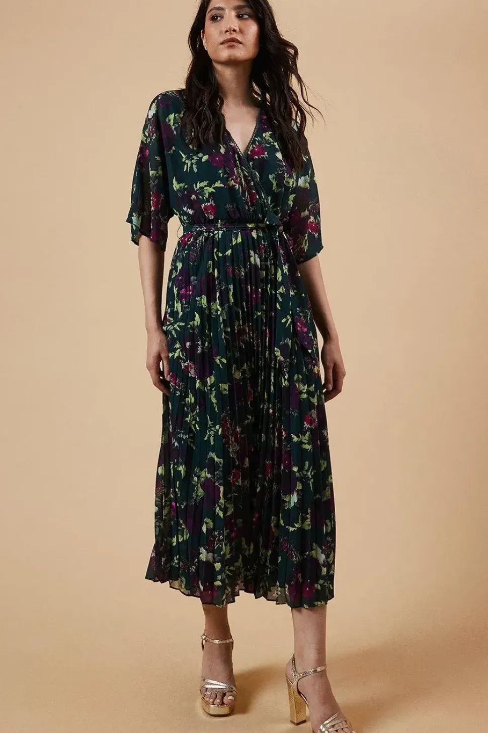 Occasion Floral Kimono Sleeve Midi Dress