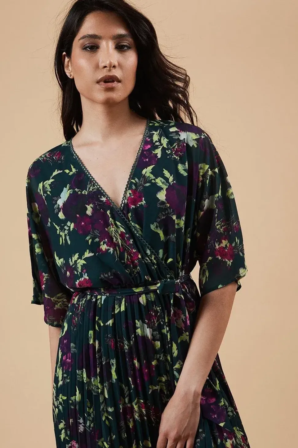 Occasion Floral Kimono Sleeve Midi Dress