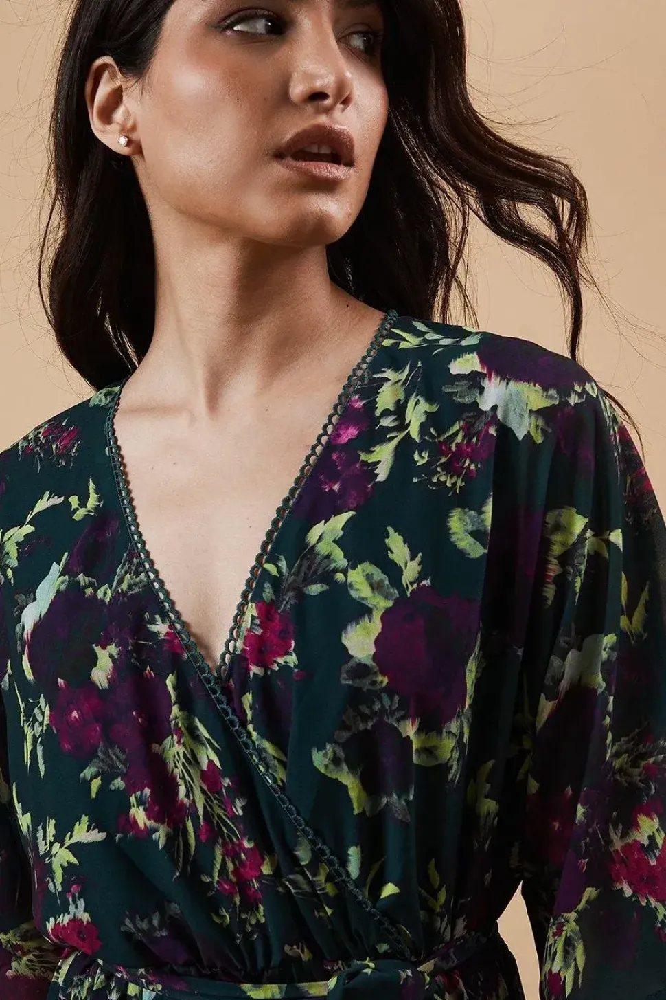 Occasion Floral Kimono Sleeve Midi Dress