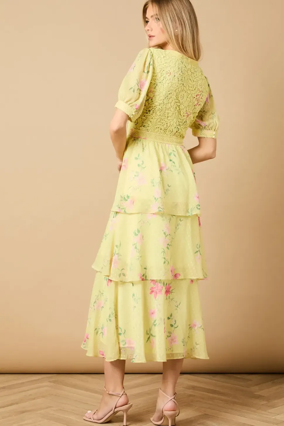 Occasion Floral Lace Bodice Mini Dress