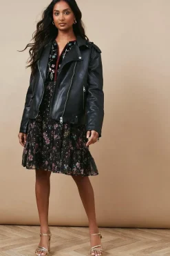 Occasion Floral Metallic Embroidered Smock Dress