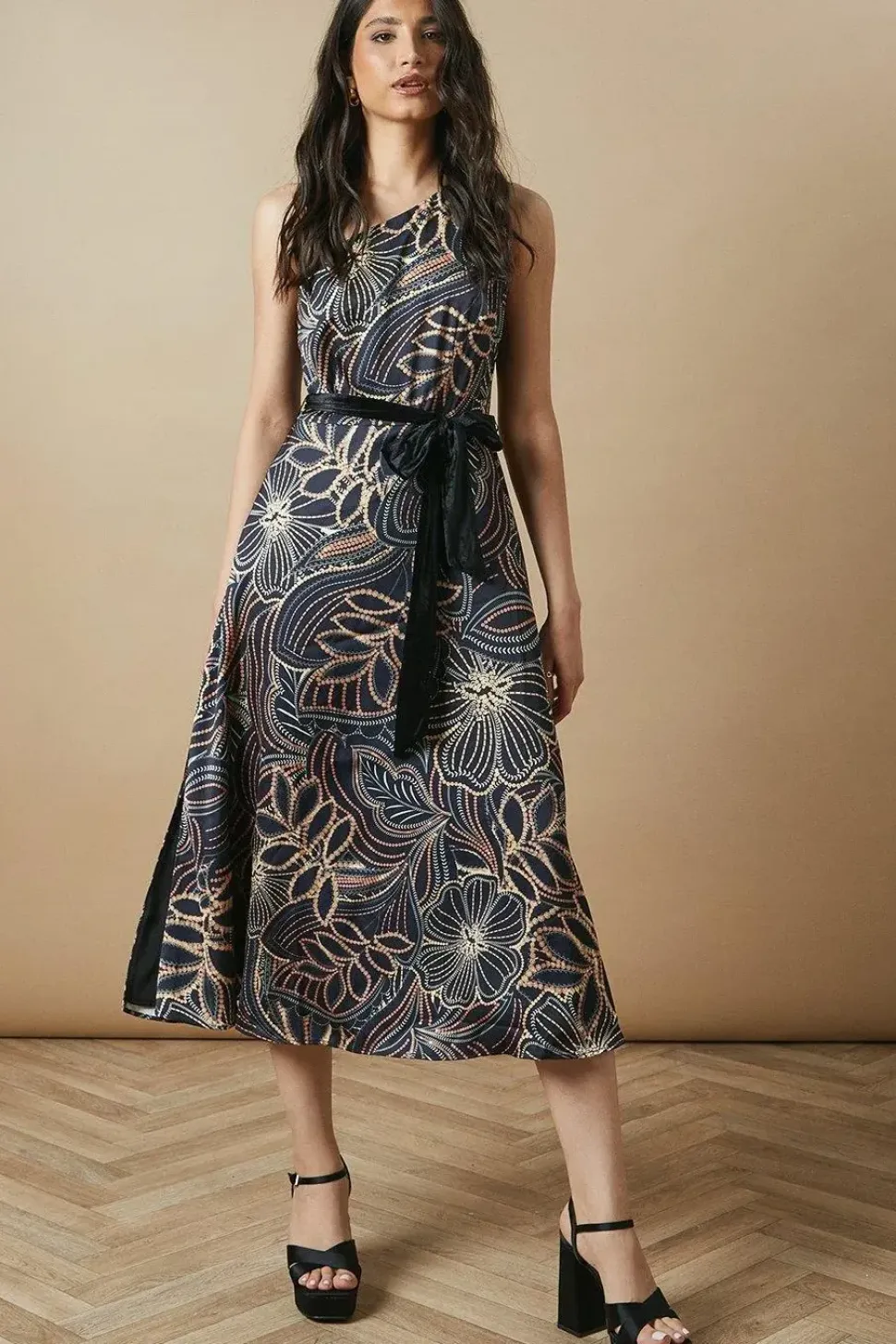 Occasion Floral One Shoulder Satin Midaxi Dress
