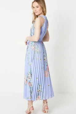 Occasion Floral Pleat Belted Midi Dress