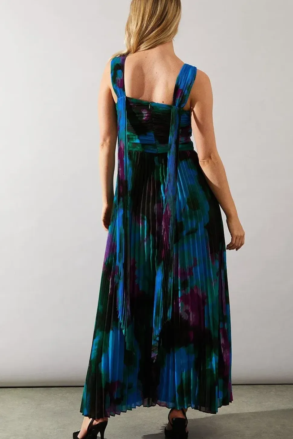 Occasion Floral Pleated Maxi Dress