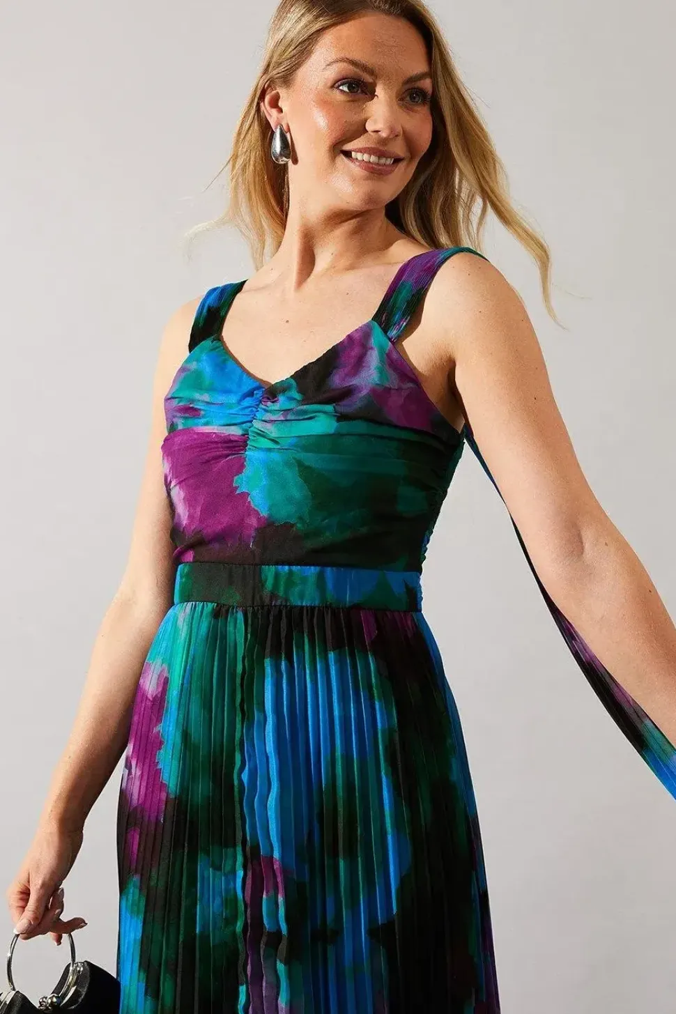 Occasion Floral Pleated Maxi Dress