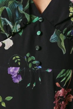 Occasion Floral Printed Button Midi Dress