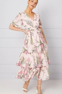 Occasion Floral Print Ruffle Midi Dress