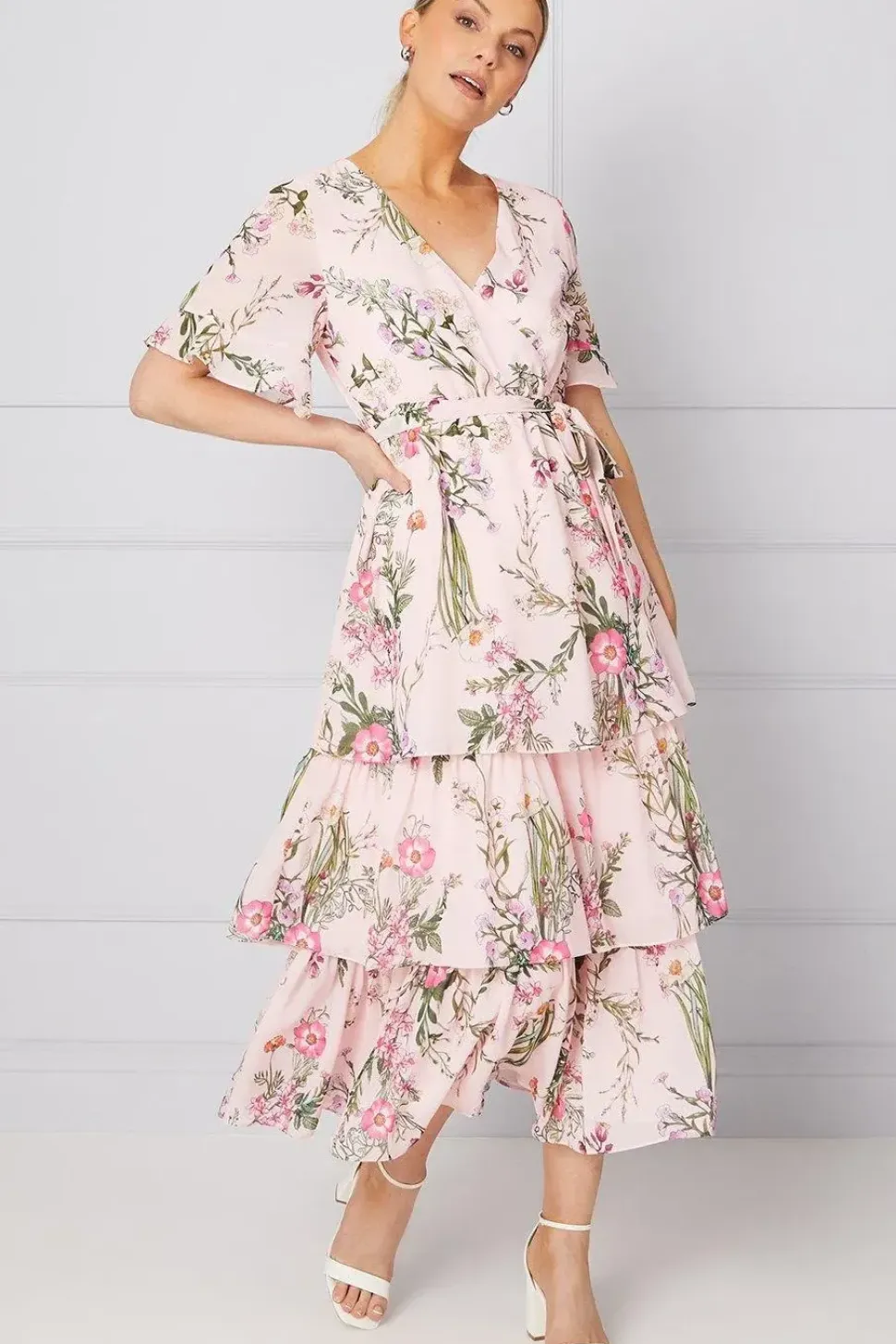 Occasion Floral Print Ruffle Midi Dress