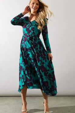 Occasion Floral Ruffle Midi Dress