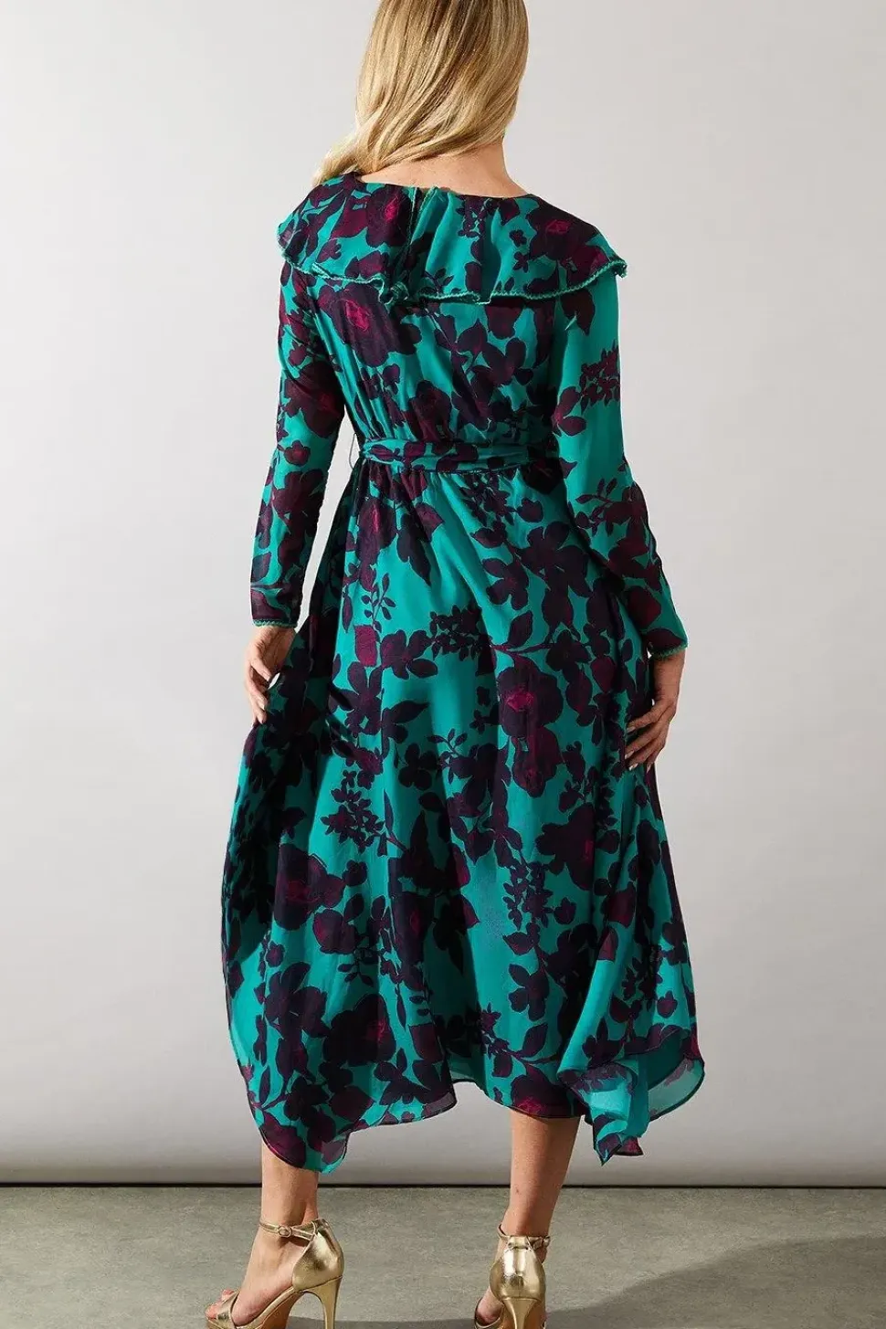 Occasion Floral Ruffle Midi Dress