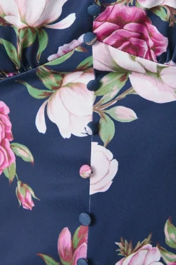 Occasion Floral Satin Button Midi Dress