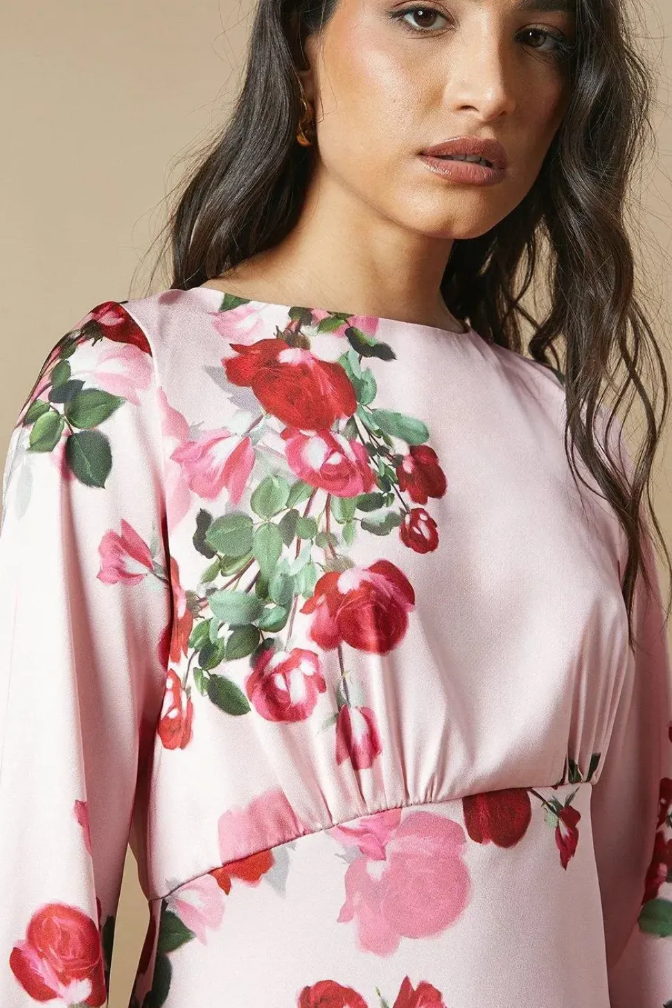 Occasion Floral Satin Cowl Bias Midaxi Dress