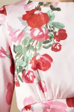 Occasion Floral Satin Cowl Bias Midaxi Dress
