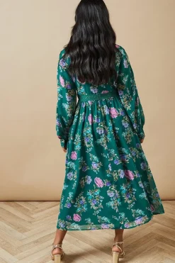 Occasion Floral Trim Insert Midaxi Dress