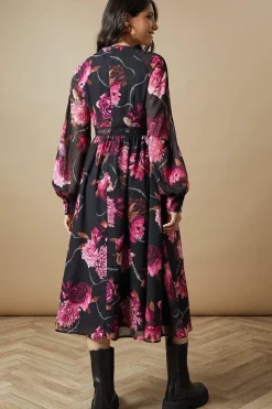 Occasion Floral Trim Insert Midaxi Dress