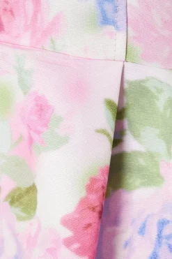 Occasion Floral Twill Strapless Midi Dress